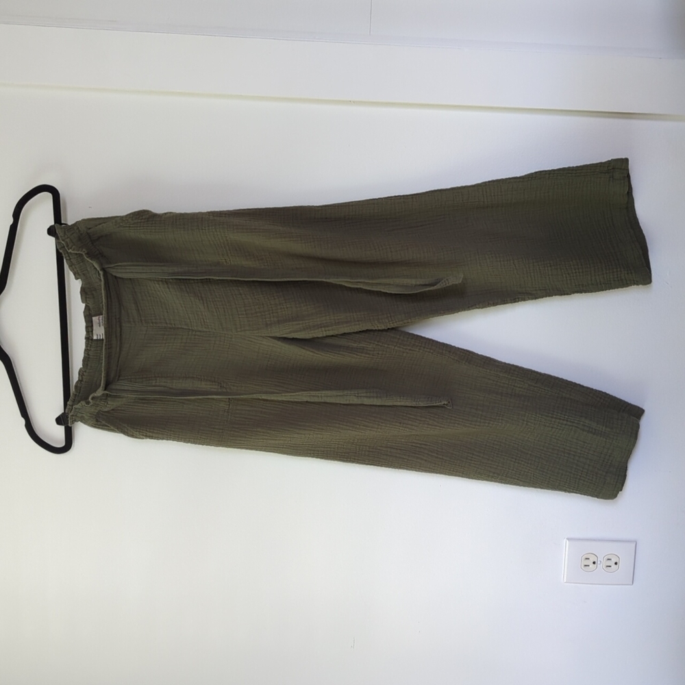 Anthropologie Saturday Sunday Olive Green Cotton Summer Pants S